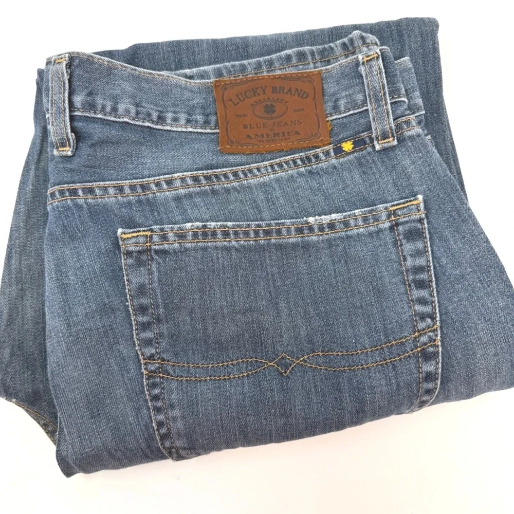 Lucky Brand‎ Mens Blue Straight Leg Denim Jeans 36x30 Medium Wash Classic Fit